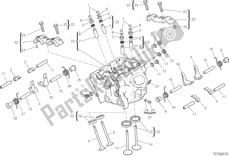 All parts for the Vertical Head of the Ducati Hypermotard Hyperstrada 939 Thailand 2017